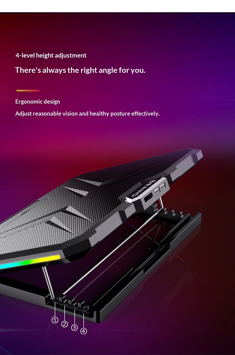 Cross-border RGB Cooler, Portable Computer Base, Large Fan Laptop Cooling Stand_voghion.com