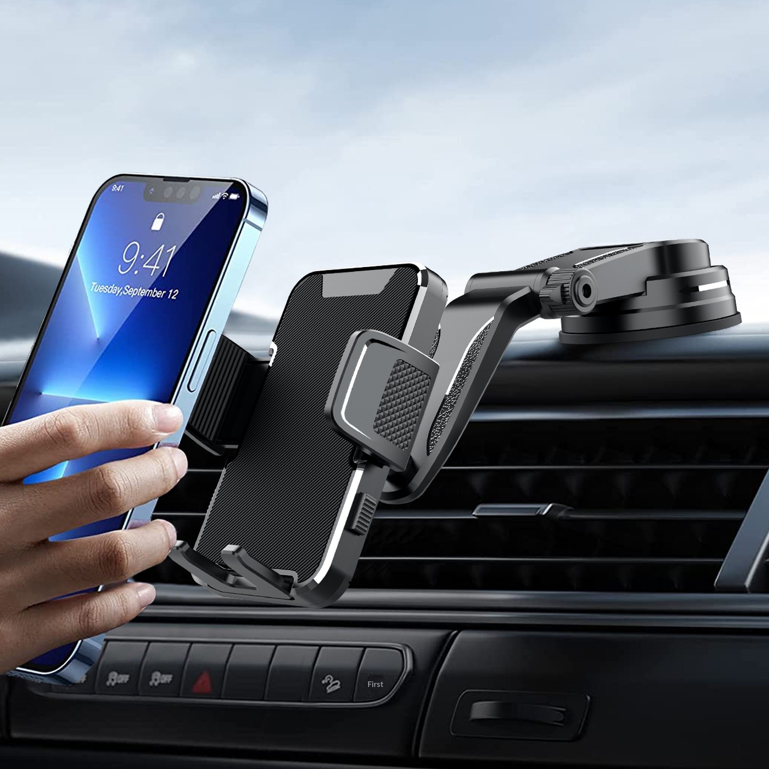 Multifunktionale Autohalterung für Armaturenbrett und Windschutzscheibe, Saugnapfhalterung, ausziehbare Handyhalterung für Navigationssystem_voghion.com