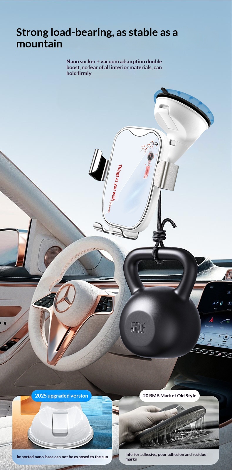 Supporto per telefono a ventosa universale 2025, supporto a gravità in metallo creativo per cruscotto auto e navigatore_voghion.com