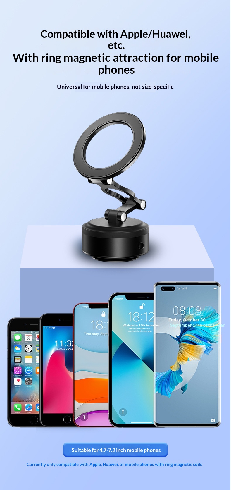 Cross-border Phone Holder 360°Rotating Car Center Console Navigation Electric Magnetic Suction Bracket_voghion.com