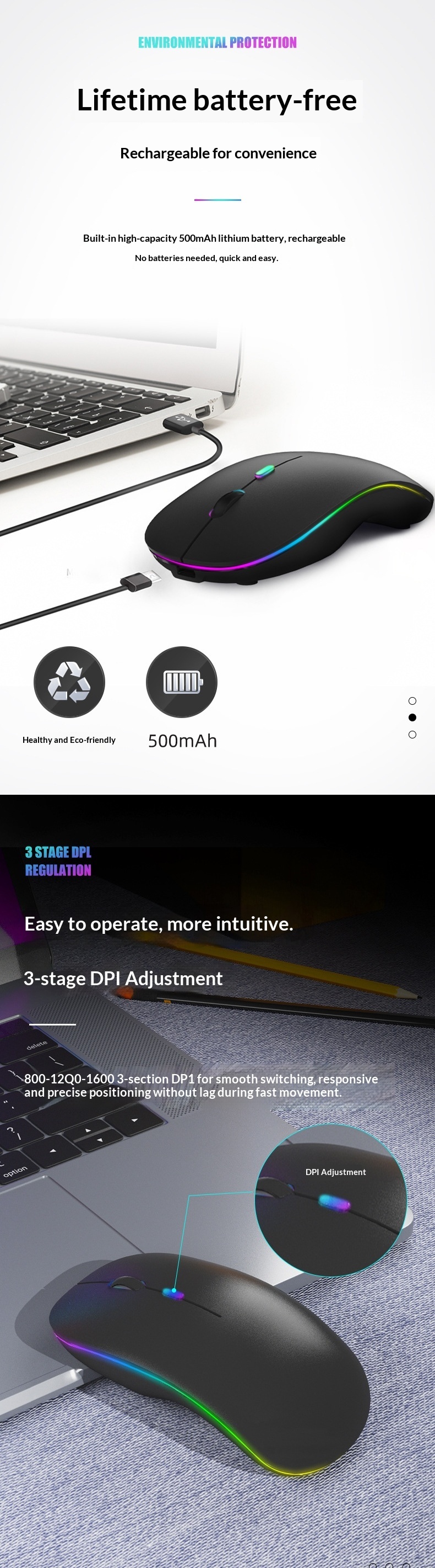 New Second-generation Bluetooth Rechargeable Luminous Three-mode Wireless Mouse, Wholesale From Cross-border_voghion.com