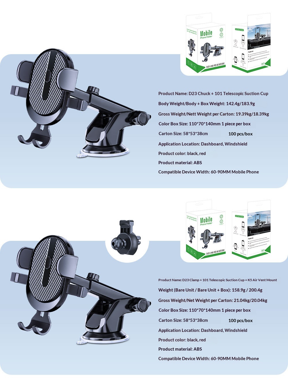 New Automatic Locking Air Vent Phone Holder, Retractable Suction Cup Car Mount_voghion.com