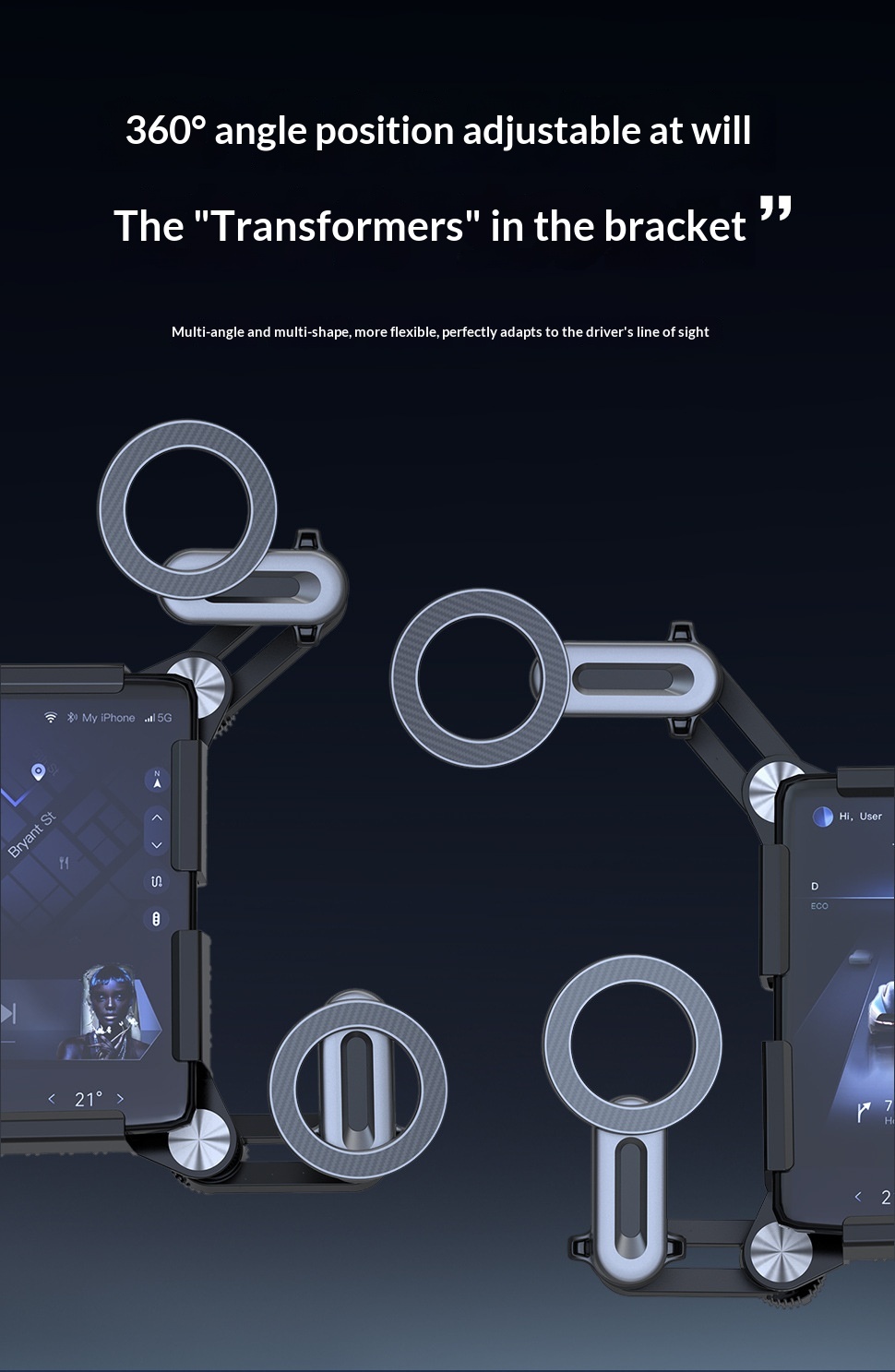 Zentraler Bedienbildschirmständer, faltbare Navigations-Handyhalterung, fahrzeugmontierter, grenzüberschreitender Tesla-Lüftungsschlitzständer_voghion.com
