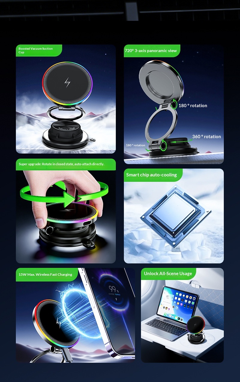 New Vacuum Adsorption Phone Wireless Charging Car Magnetic Holder_voghion.com