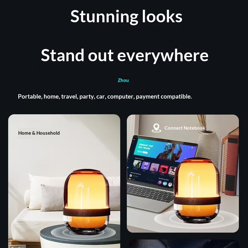 Draadloze, creatieve, transparante, glazen Bluetooth-autoluidspreker met hoog volume, kleurrijk, klein cadeau_voghion.com