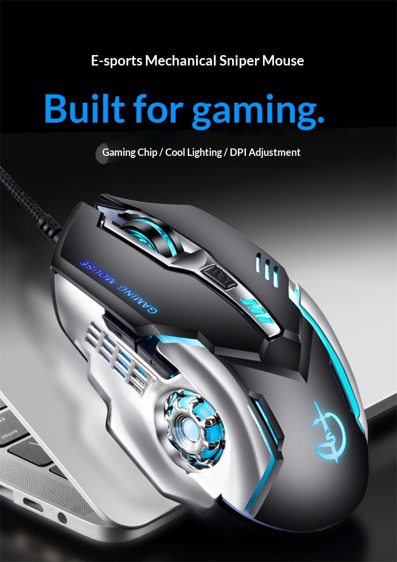 Juggernaut Clan Kleurrijke Gloeiende Bedrade Computer Peace Elite LOL PUBG Game Competitieve USB-muis_voghion.com