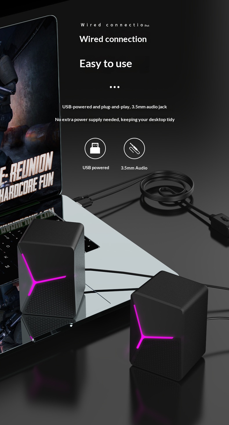 Desktop Computer Wired Bluetooth Speaker For Home Office Mini Subwoofer_voghion.com