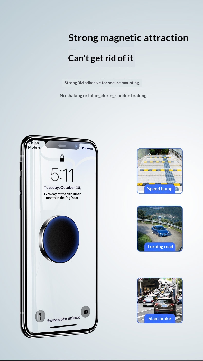 Creative Magnetic Alloy Mount Popular Mobile Navigation Car Accessories Steering Wheel Phone Holder_voghion.com