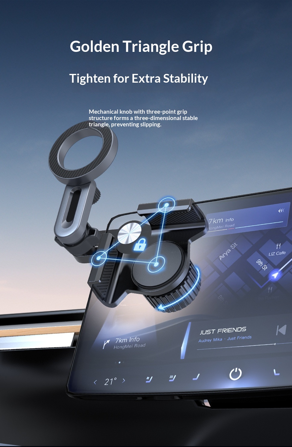 Zentraler Bedienbildschirmständer, faltbare Navigations-Handyhalterung, fahrzeugmontierter, grenzüberschreitender Tesla-Lüftungsschlitzständer_voghion.com