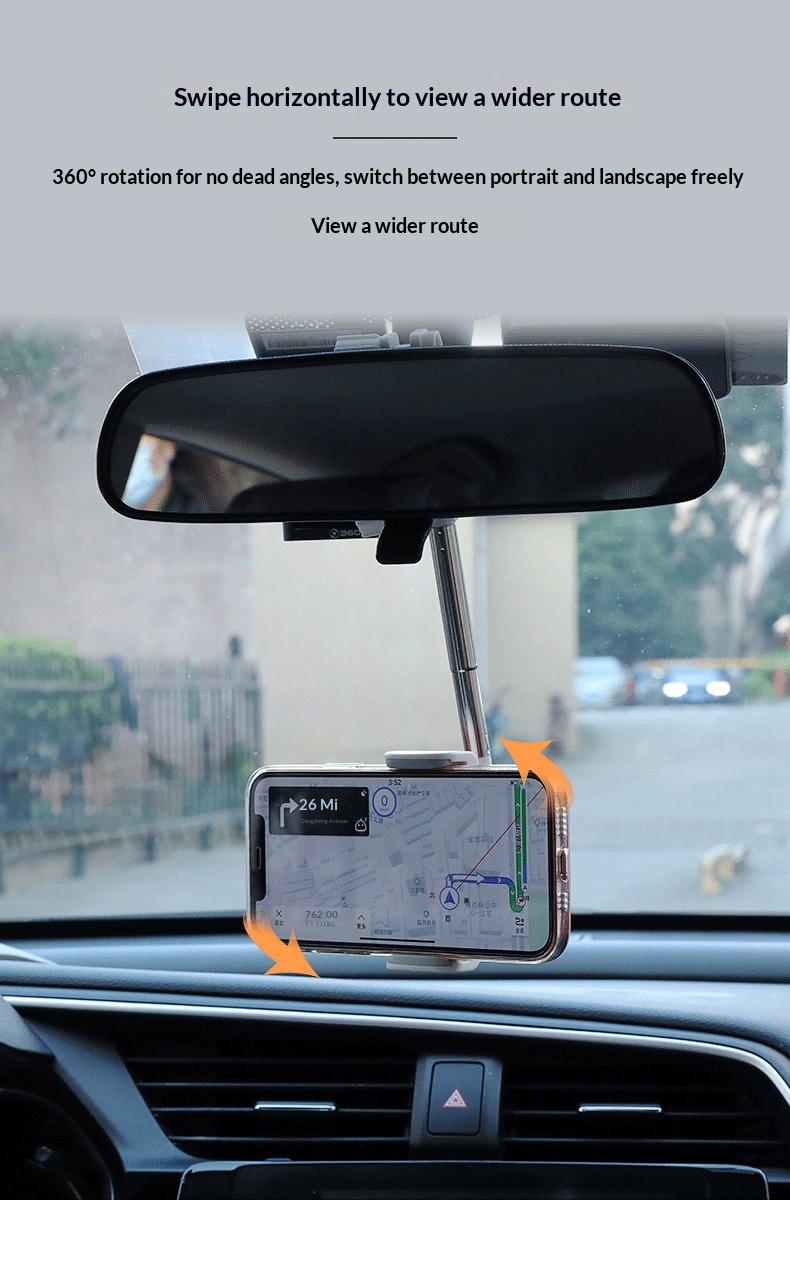 Cross-border Rearview Mirror Holder, Multifunctional Interior Accessory, Car Navigation Phone Holder_voghion.com