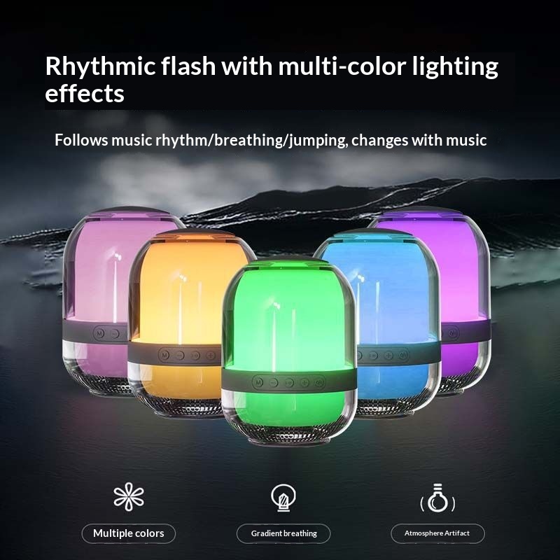 Draadloze, creatieve, transparante, glazen Bluetooth-autoluidspreker met hoog volume, kleurrijk, klein cadeau_voghion.com