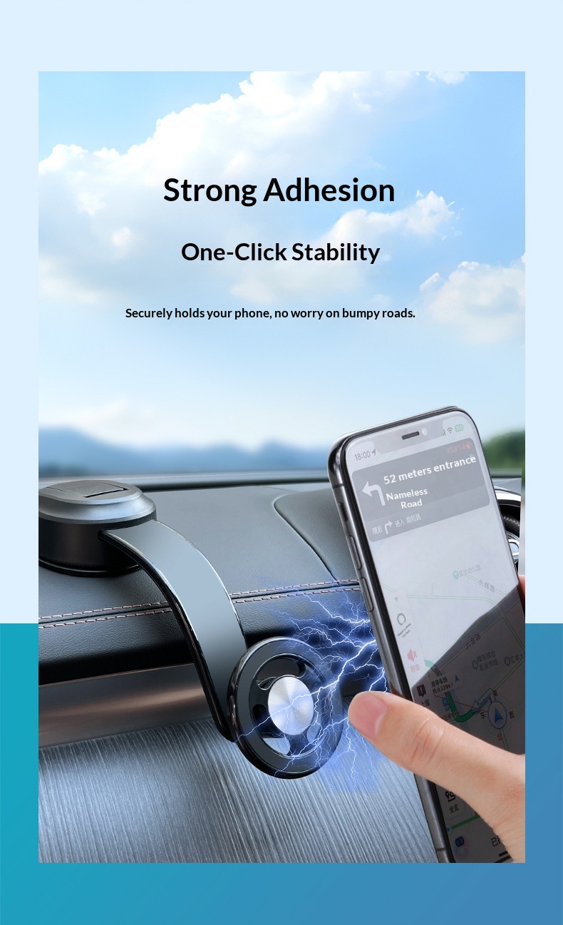 Support magnétique universel réglable pour téléphone de voiture avec navigation intégrée au tableau de bord (nouveau modèle 2024)._voghion.com