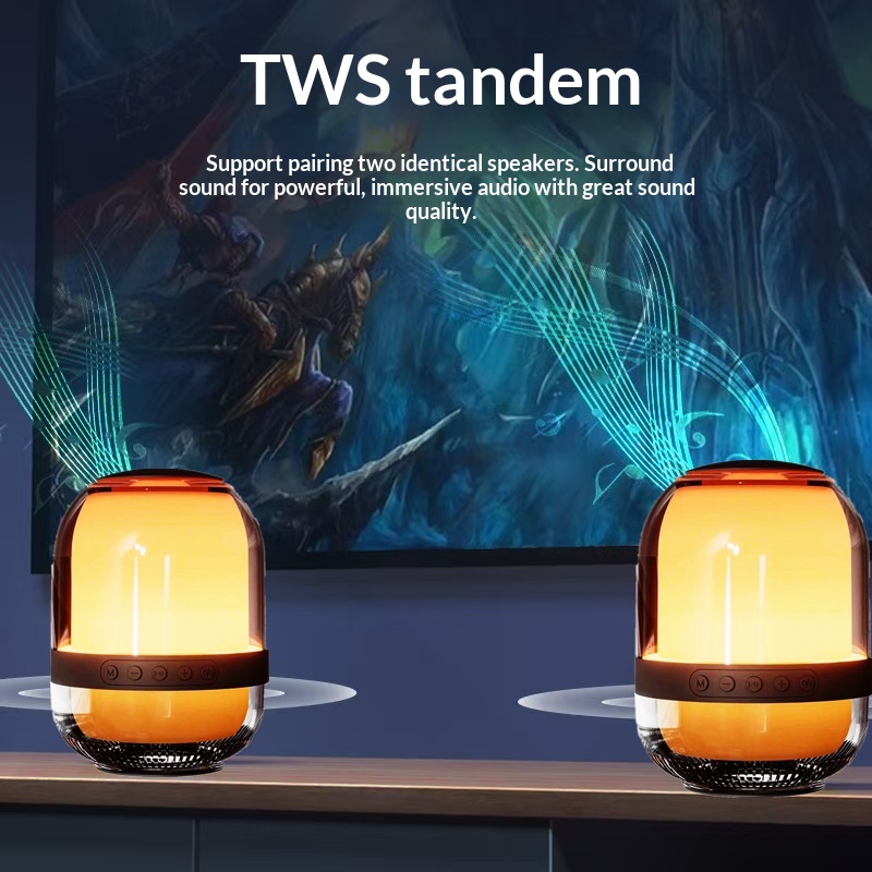 Draadloze, creatieve, transparante, glazen Bluetooth-autoluidspreker met hoog volume, kleurrijk, klein cadeau_voghion.com