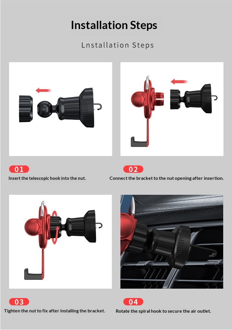 Dropshipping all'ingrosso di accessori creativi Supporto per navigatore a gravità per bocchetta dell'aria Supporto multifunzionale per telefono da auto_voghion.com