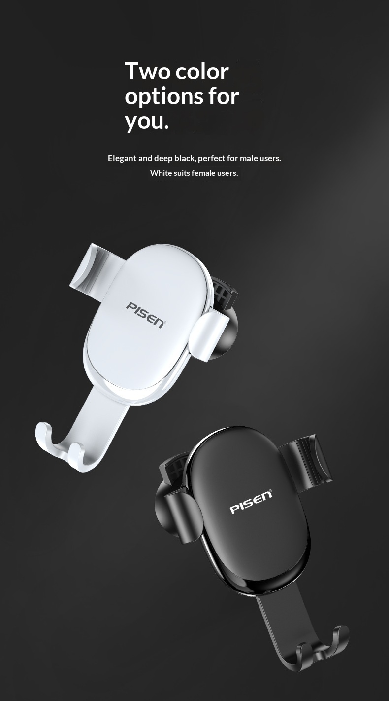 Supporto per telefono Pisen da auto con sensore di gravità, fissaggio fisso universale per bocchetta dell'aria_voghion.com