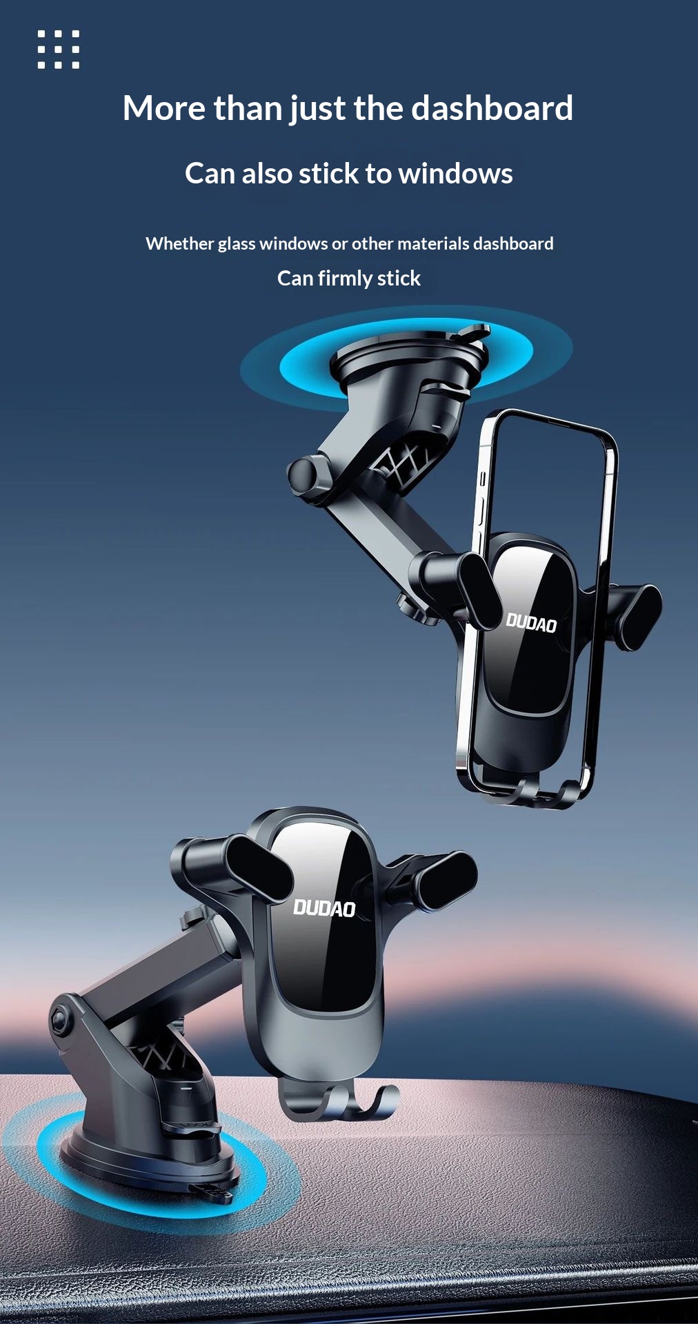 Supporto per telefono con ventosa F5Pro+ unico, da fissare alla bocchetta dell'aria, al cruscotto, al navigatore e all'auto._voghion.com