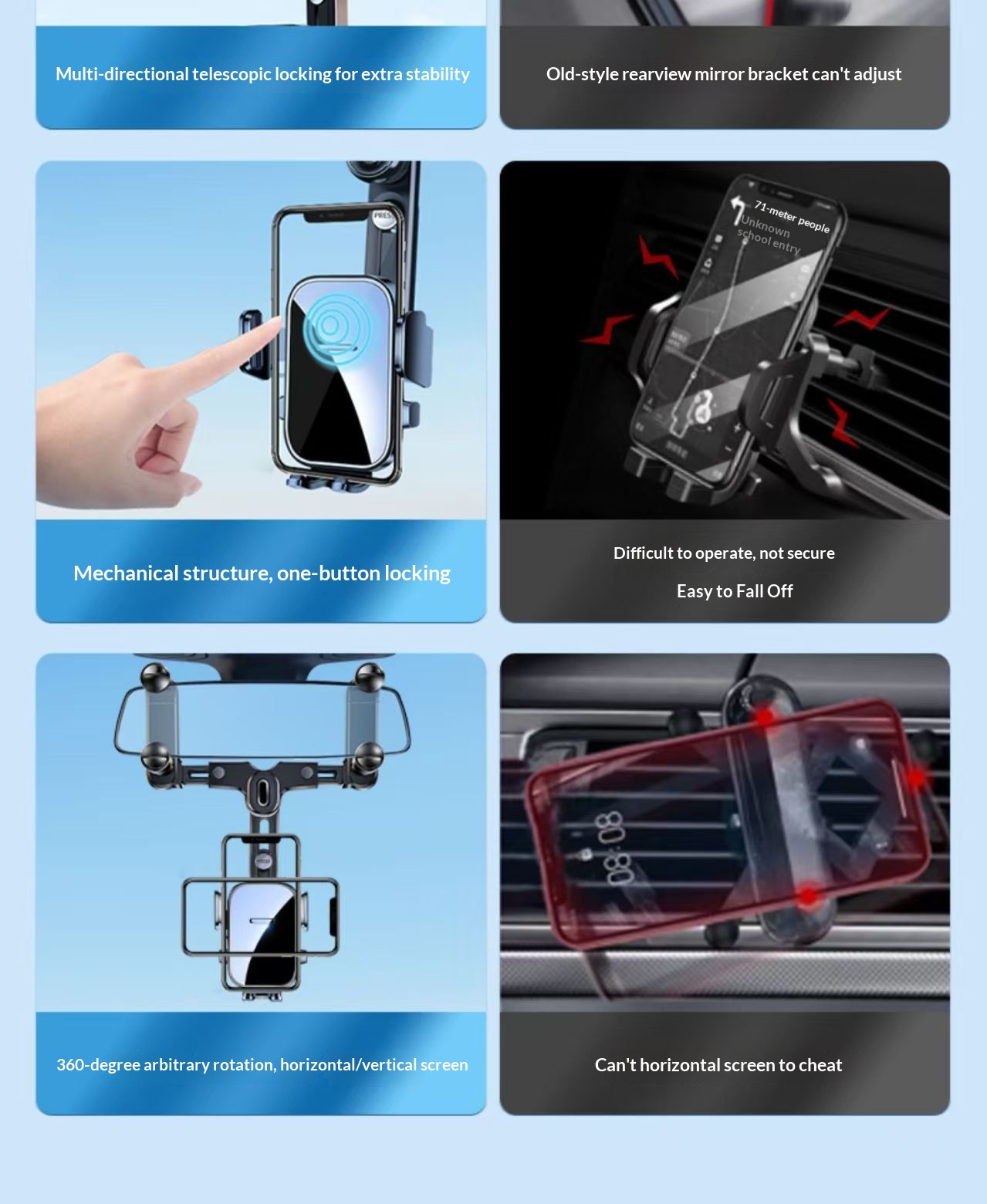 Support de téléphone pour rétroviseur de voiture avec navigation multifonctions, nouveau modèle 2025, pour grand camion, intérieur fixe._voghion.com