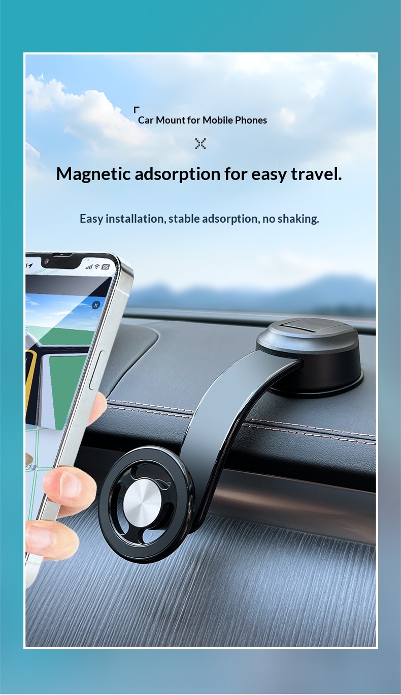 Support magnétique universel réglable pour téléphone de voiture avec navigation intégrée au tableau de bord (nouveau modèle 2024)._voghion.com