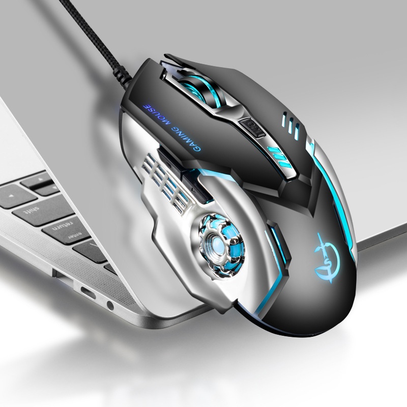 Juggernaut Clan Kleurrijke Gloeiende Bedrade Computer Peace Elite LOL PUBG Game Competitieve USB-muis_voghion.com