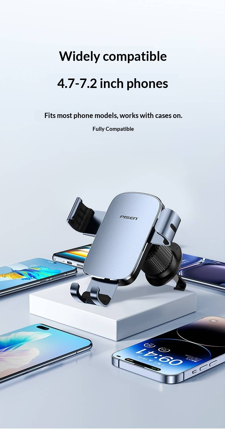 Supporto per telefono Pisen da auto con sensore di gravità, fissaggio fisso universale per bocchetta dell'aria_voghion.com