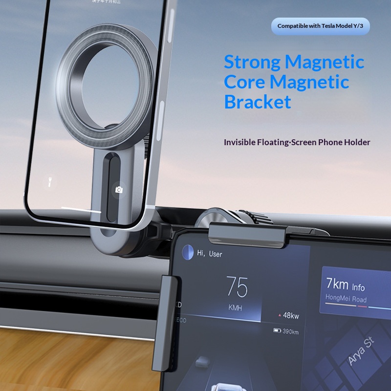 Zentraler Bedienbildschirmständer, faltbare Navigations-Handyhalterung, fahrzeugmontierter, grenzüberschreitender Tesla-Lüftungsschlitzständer_voghion.com