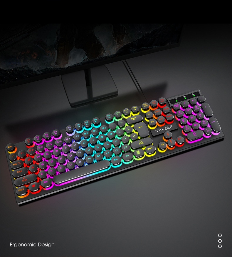 Set tastiera e mouse Thunderwolf TF270 con sensazione meccanica, cablato, silenzioso, per computer, laptop, gaming, e-sport e desktop._voghion.com