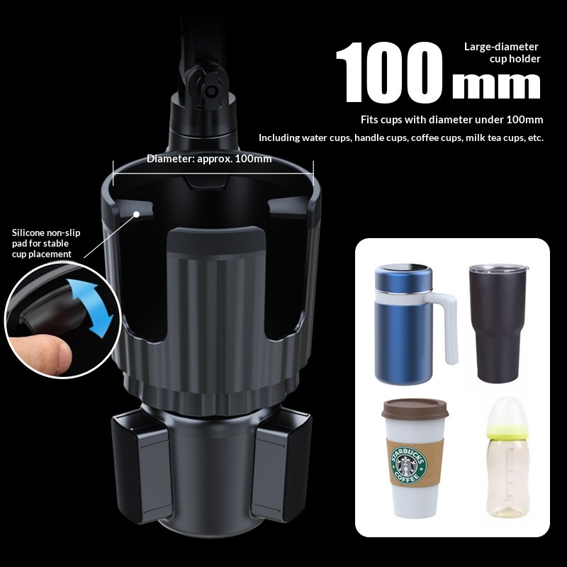 Autohalterung mit Handyhalterung, Mittelkonsolen-Wasserbecherhalter, multifunktionaler, faltbarer Arm-Navigationsständer (2-in-1)_voghion.com