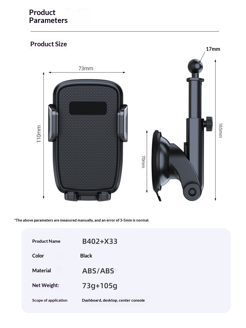 Supporto per telefono auto con ventosa adesiva per cruscotto e parabrezza, supporto universale girevole e personalizzabile._voghion.com