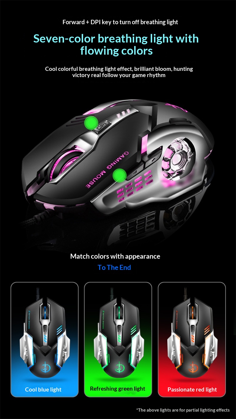 Juggernaut Clan Kleurrijke Gloeiende Bedrade Computer Peace Elite LOL PUBG Game Competitieve USB-muis_voghion.com