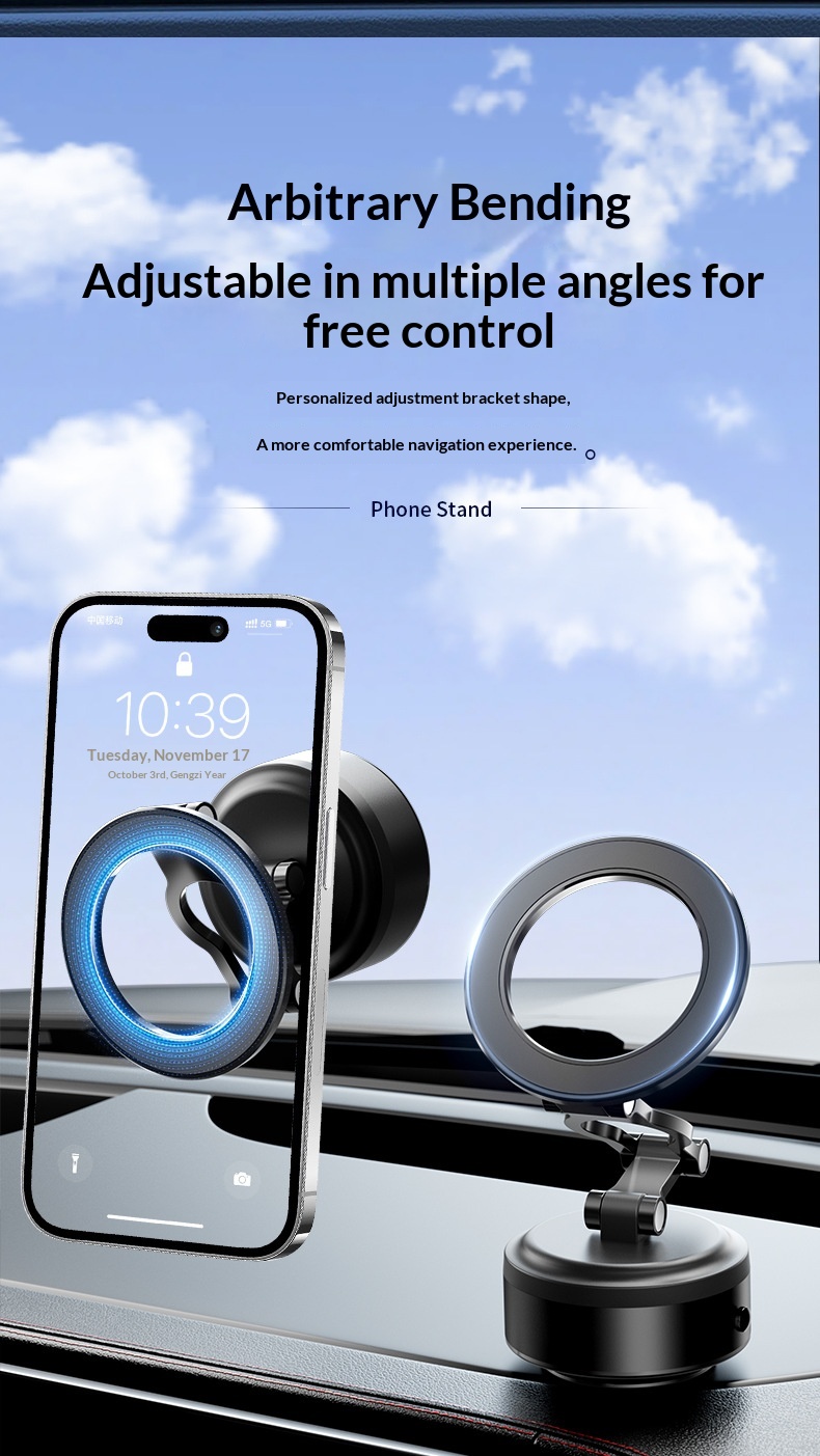 Cross-border Phone Holder 360°Rotating Car Center Console Navigation Electric Magnetic Suction Bracket_voghion.com