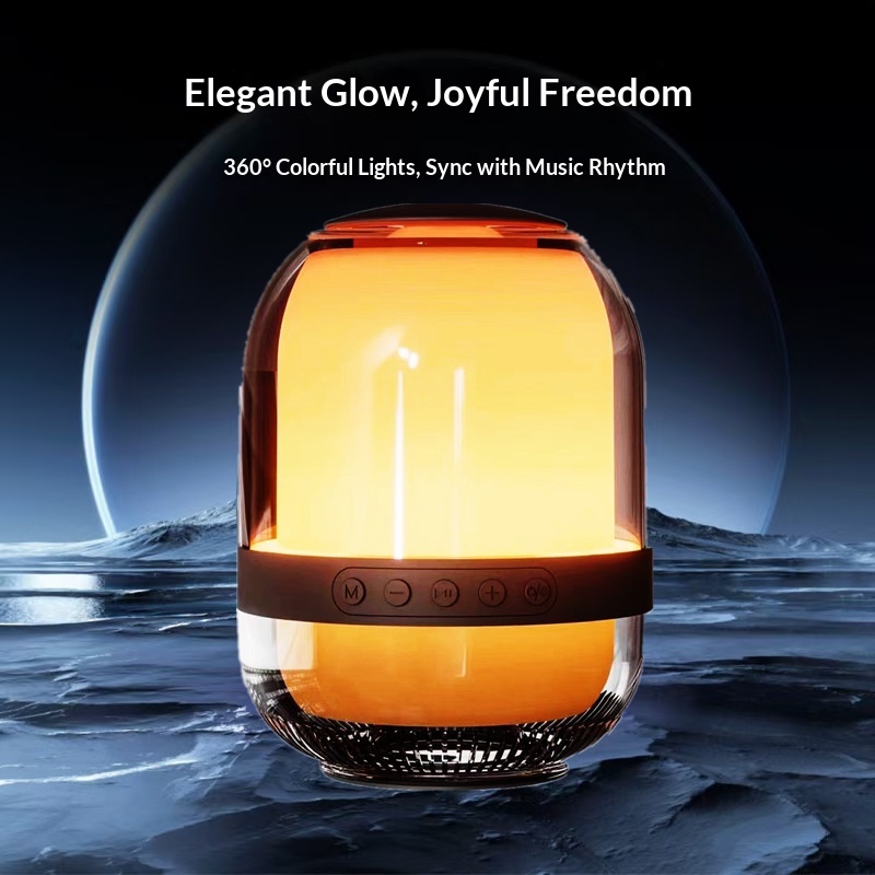 Draadloze, creatieve, transparante, glazen Bluetooth-autoluidspreker met hoog volume, kleurrijk, klein cadeau_voghion.com