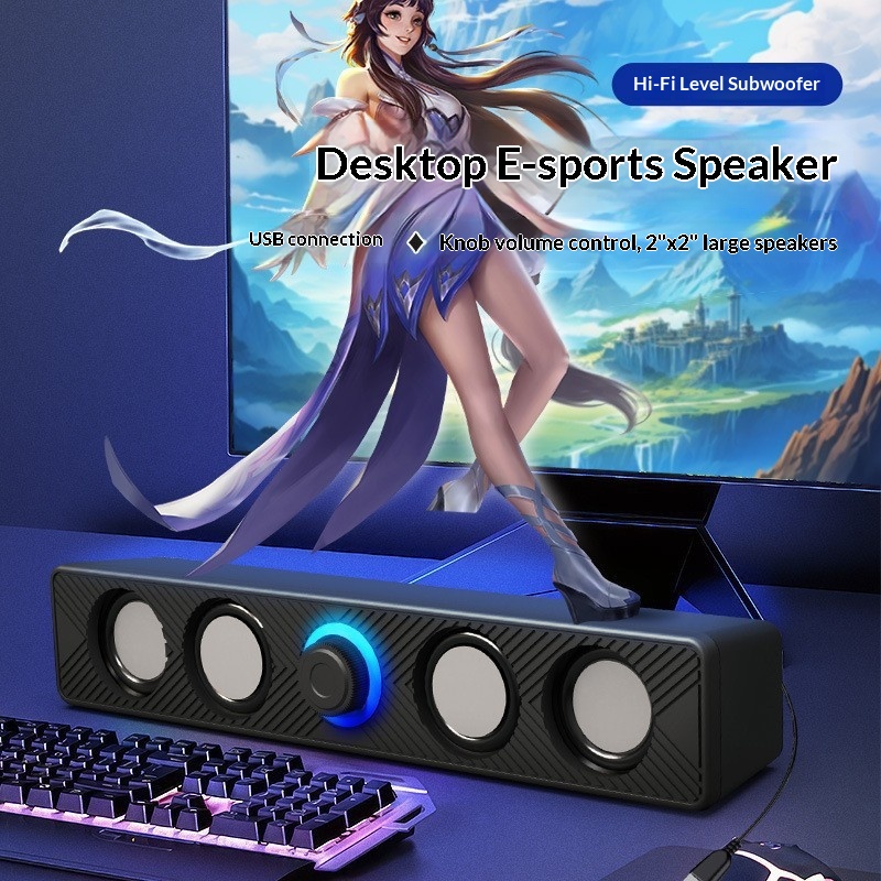 Leerfly E-1136 Computer Long Strip Speaker Laptop Home Desktop Mini USB Subwoofer_voghion.com