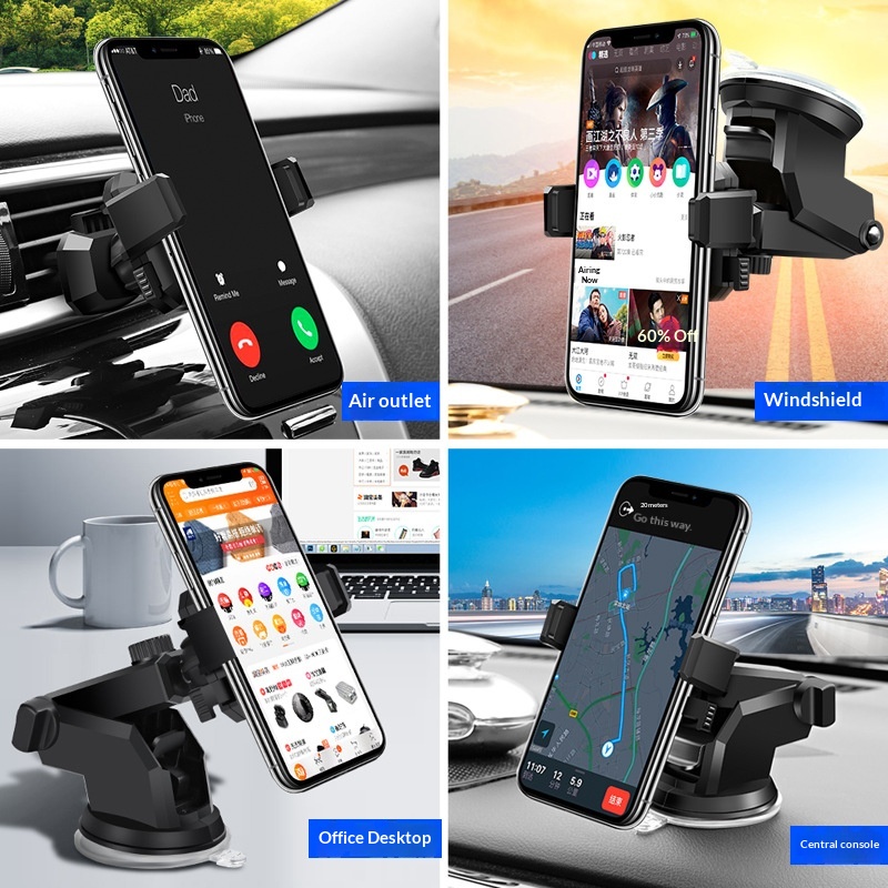 Supporto universale multifunzionale per telefono con ventosa telescopica per auto, da fissare alla bocchetta dell'aria._voghion.com