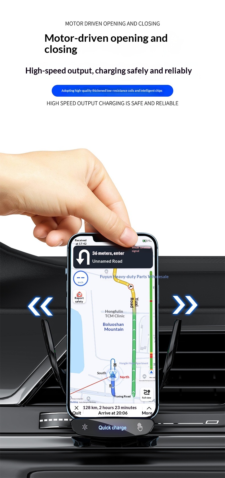 Air Vent Universal Dashboard Smart Electric Wireless Charging Car Phone Holder_voghion.com
