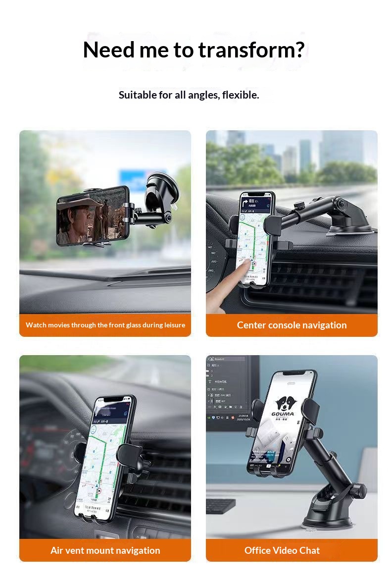 New Automatic Locking Air Vent Phone Holder, Retractable Suction Cup Car Mount_voghion.com