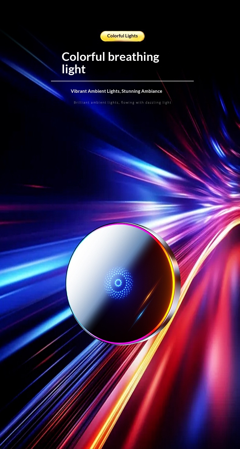 Supporto magnetico per auto con caricabatterie wireless e luce_voghion.com