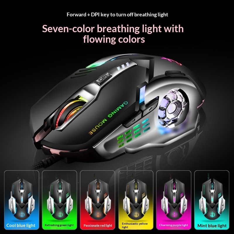 Juggernaut Clan Kleurrijke Gloeiende Bedrade Computer Peace Elite LOL PUBG Game Competitieve USB-muis_voghion.com