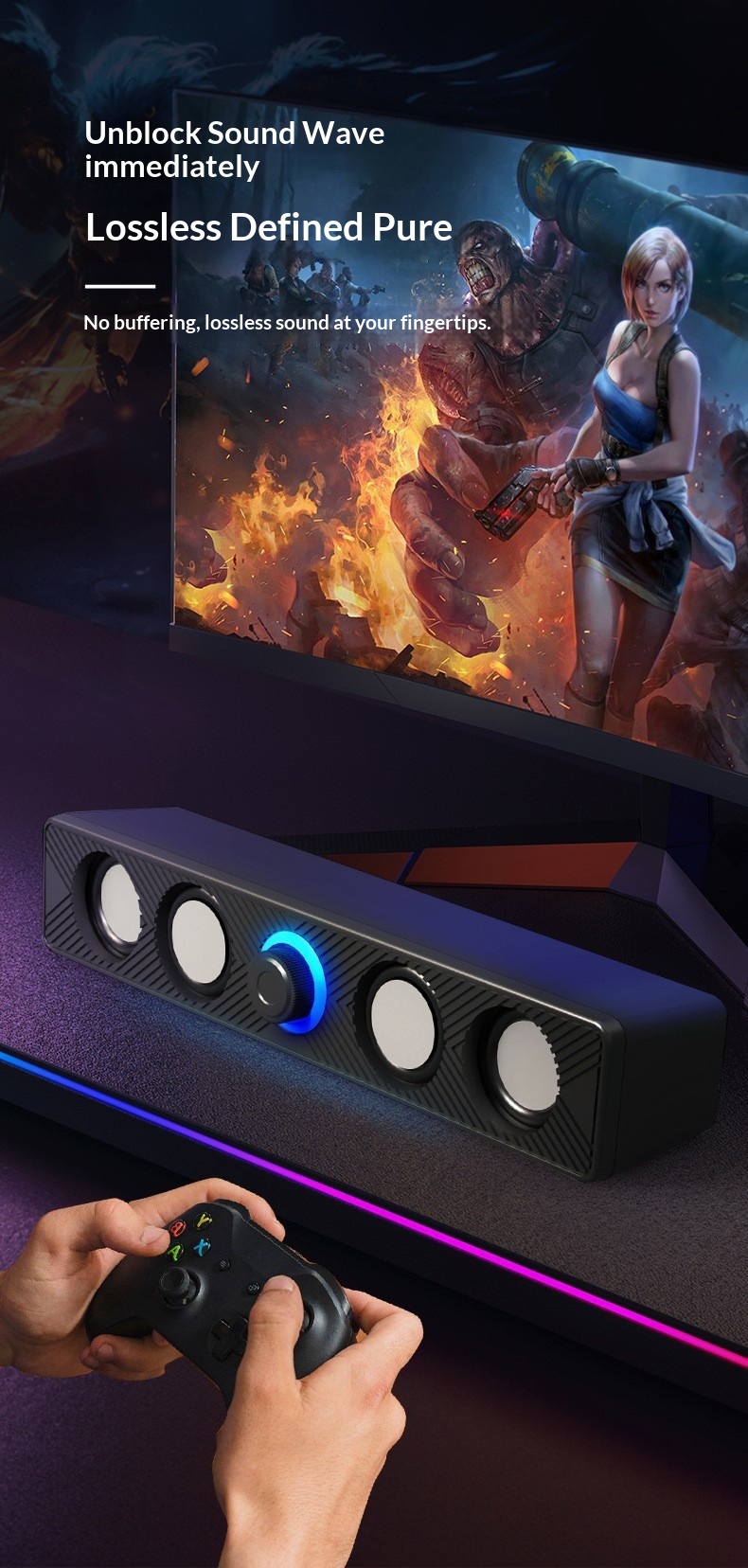 Leerfly E-1136 Computer Long Strip Speaker Laptop Home Desktop Mini USB Subwoofer_voghion.com