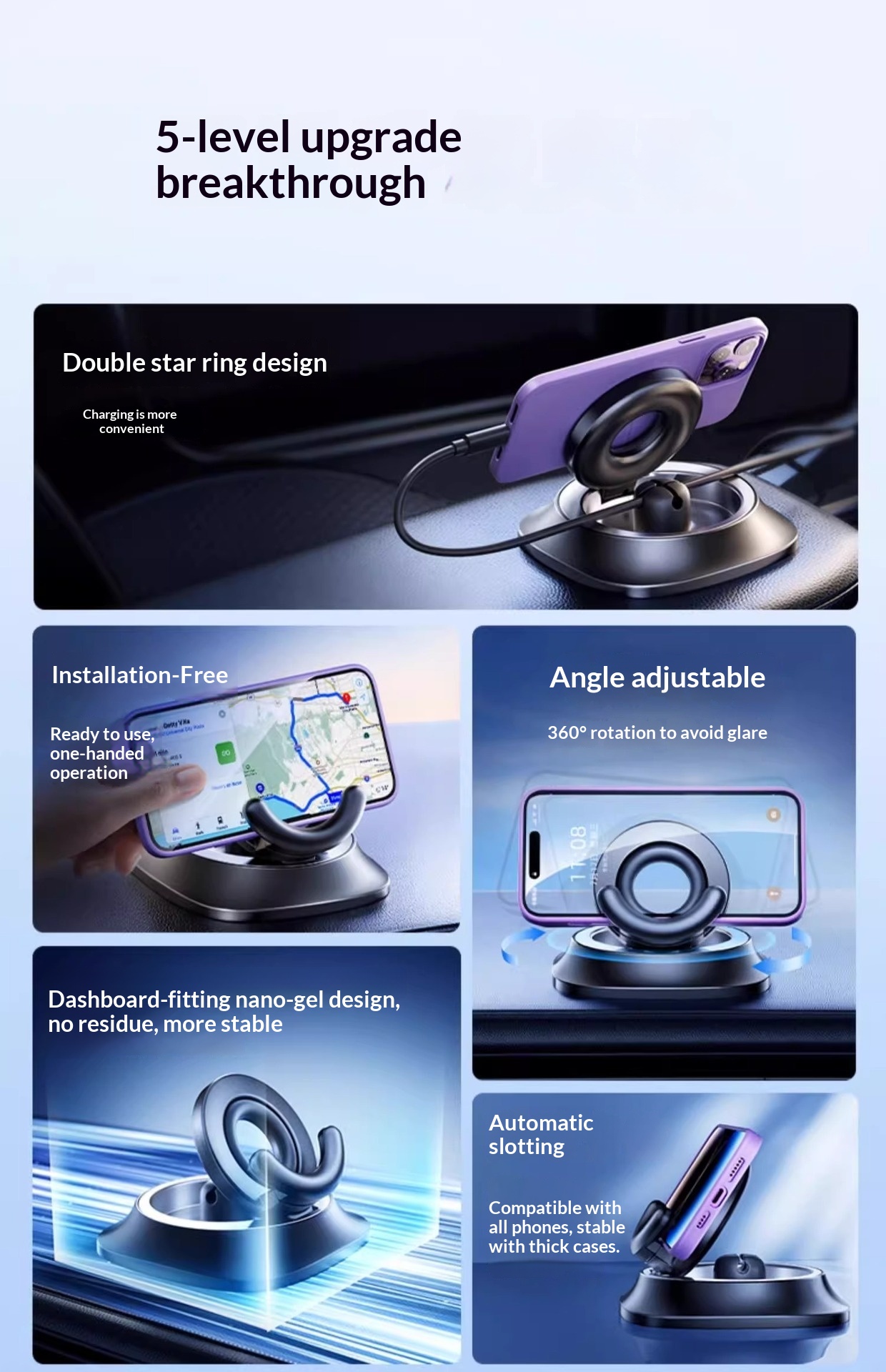 Cross-Border New Mode Phone Mount Hoder Center Consoe Navigation Dedicated High-End Car Support Stand_voghion.com