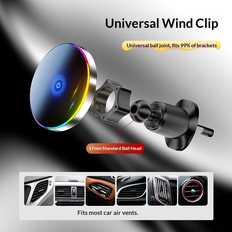 CrossBord Nuova Luce Ambientale Iridescente a Sette Colori per Auto Ricarica Wireless Navigazione Forte Magnetico Telefono_voghion.com