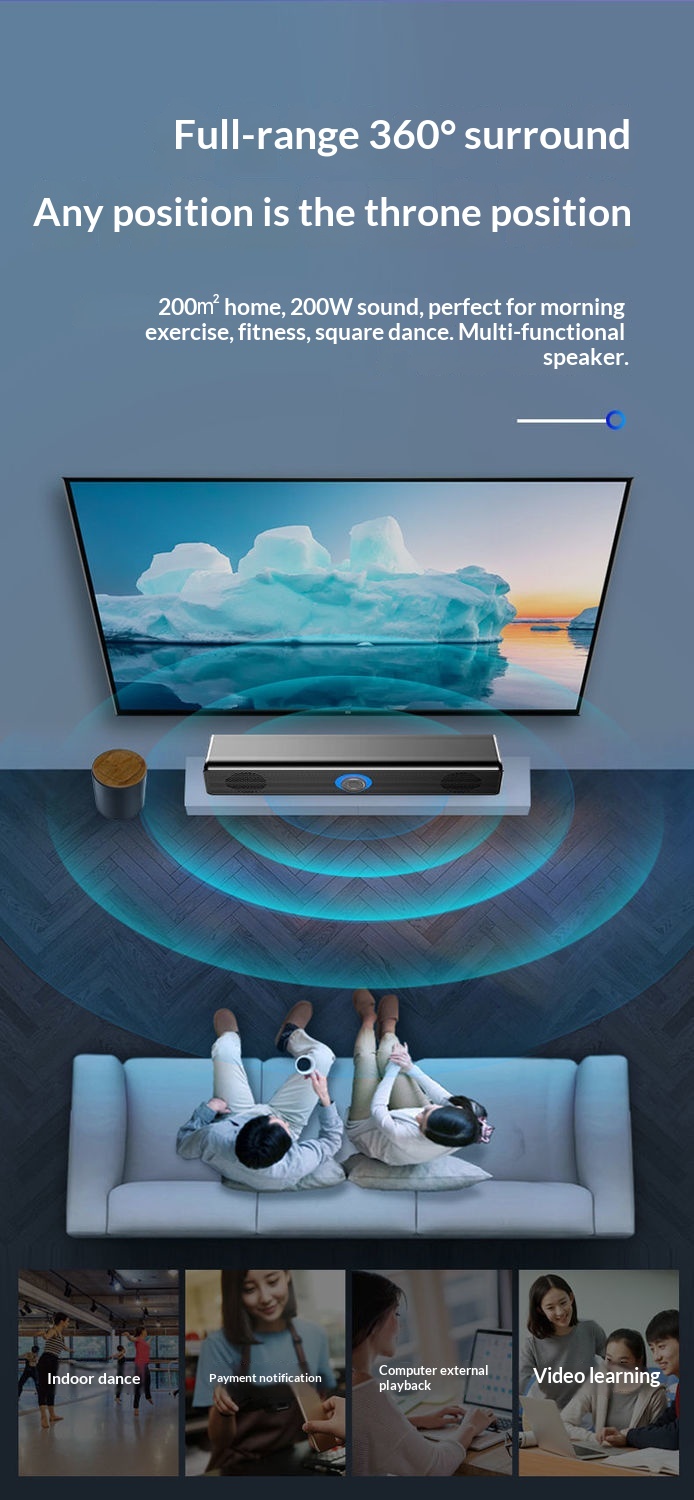 Cross-border E-350TS Long Strip Small Computer Desktop Laptop Home Speaker Wired Subwoofer_voghion.com