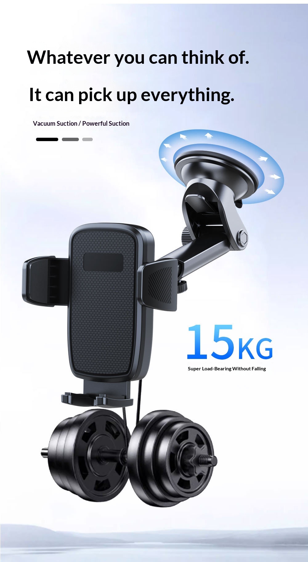 Supporto per telefono auto con ventosa adesiva per cruscotto e parabrezza, supporto universale girevole e personalizzabile._voghion.com