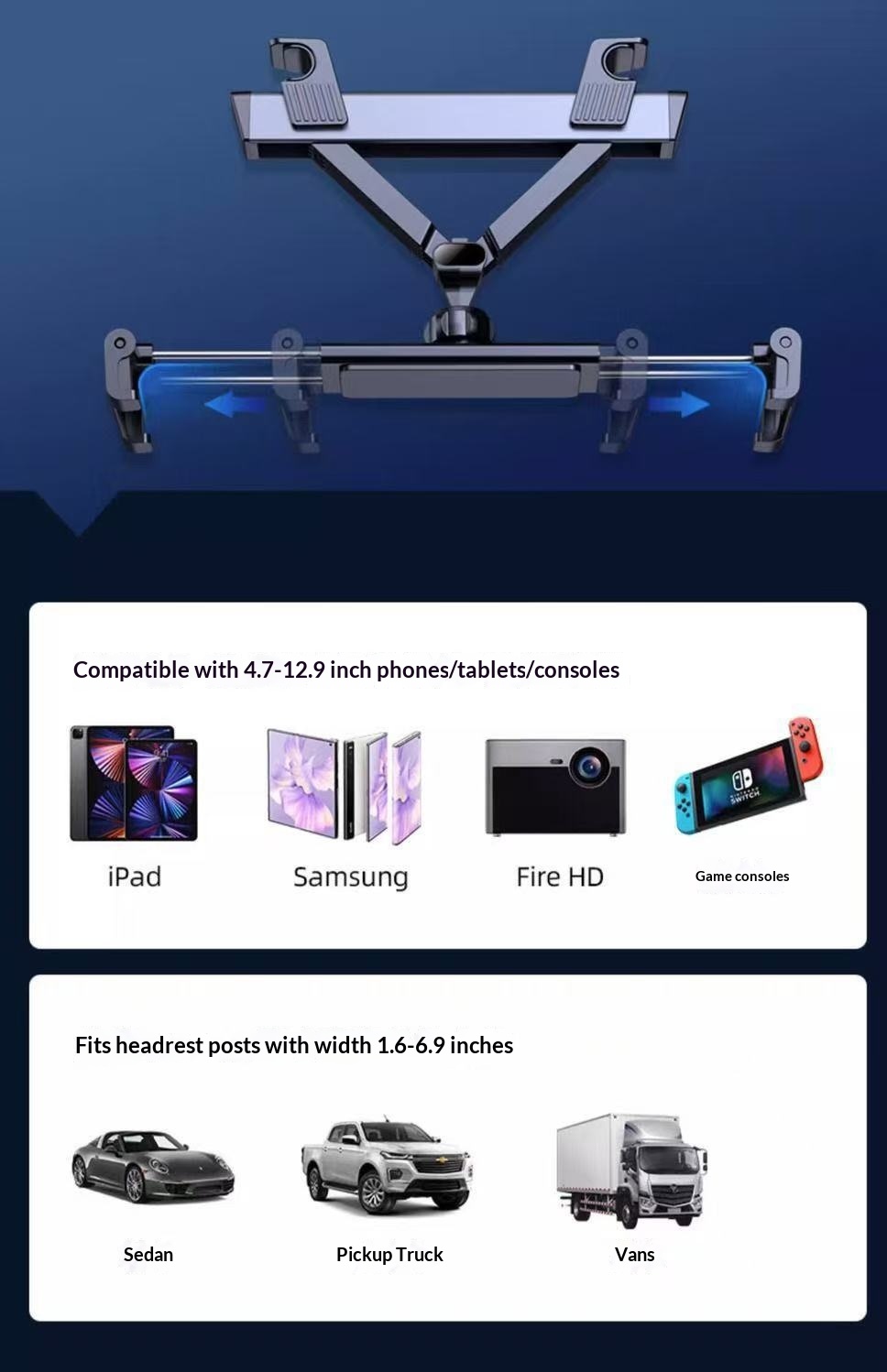 Supporto per telefono da auto, supporto girevole per iPad sullo schienale del sedile posteriore, supporto per tablet in auto_voghion.com