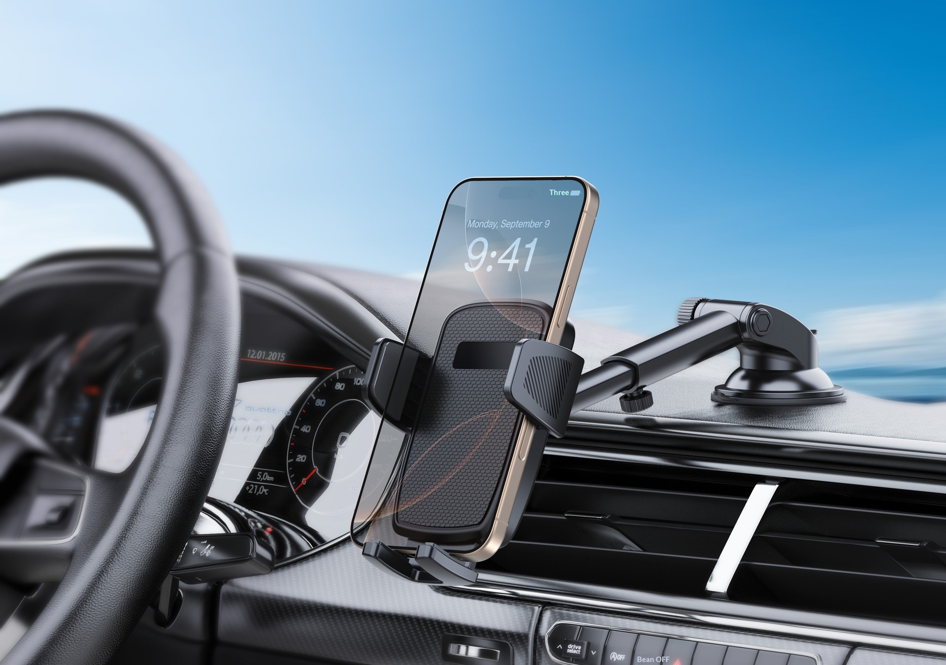 Supporto per telefono auto con ventosa adesiva per cruscotto e parabrezza, supporto universale girevole e personalizzabile._voghion.com