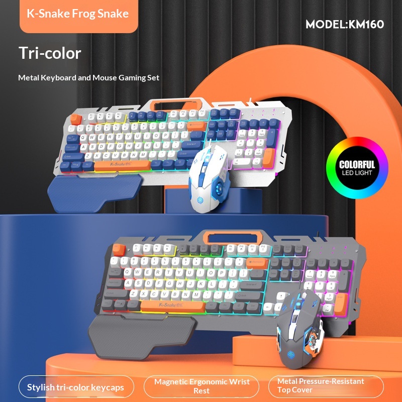 Neue Viper KM160 kabelgebundene Gaming-Tastatur und -Maus mit Metallpanel, modischen Farbblock-Tastenkappen, passend für Computer und Laptops_voghion.com