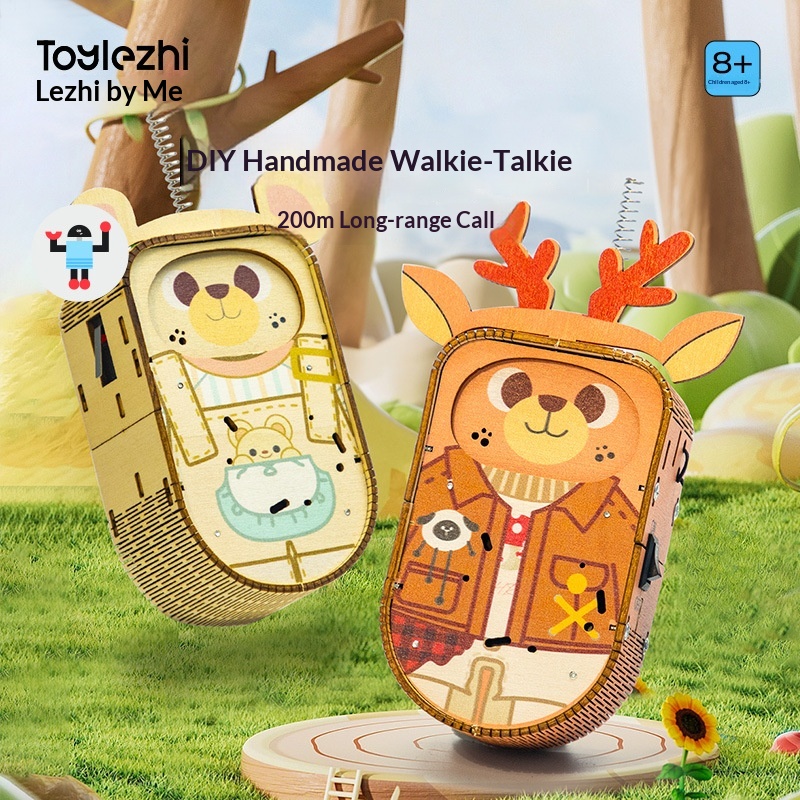 Children's DIY Walkie-Talkie Science Technology Small Craft Wooden Assembly Educational Experiment Wireless Pager Toy_voghion.com