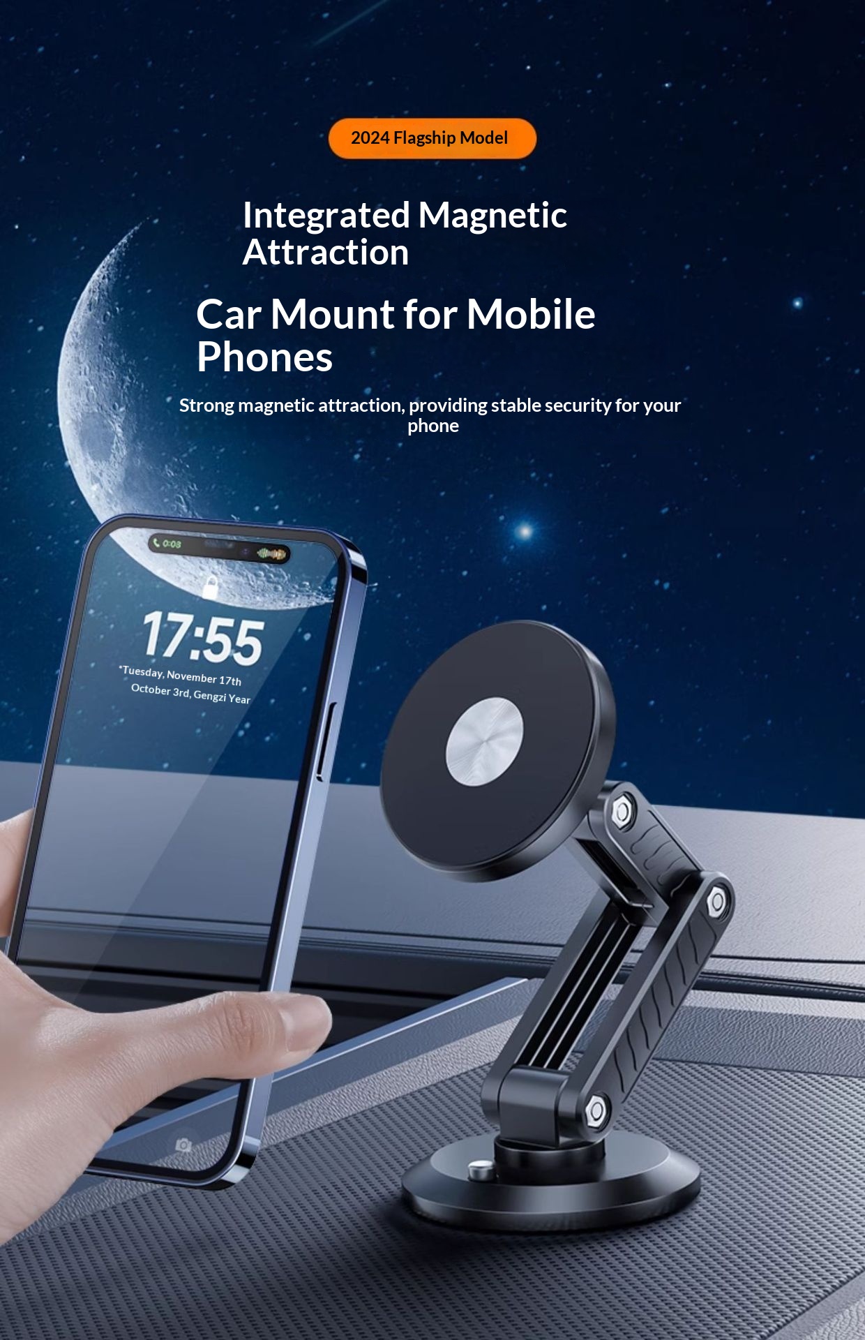 Support de téléphone magnétique pliable pour tableau de bord, universel, pour grille d'aération, support de navigation_voghion.com