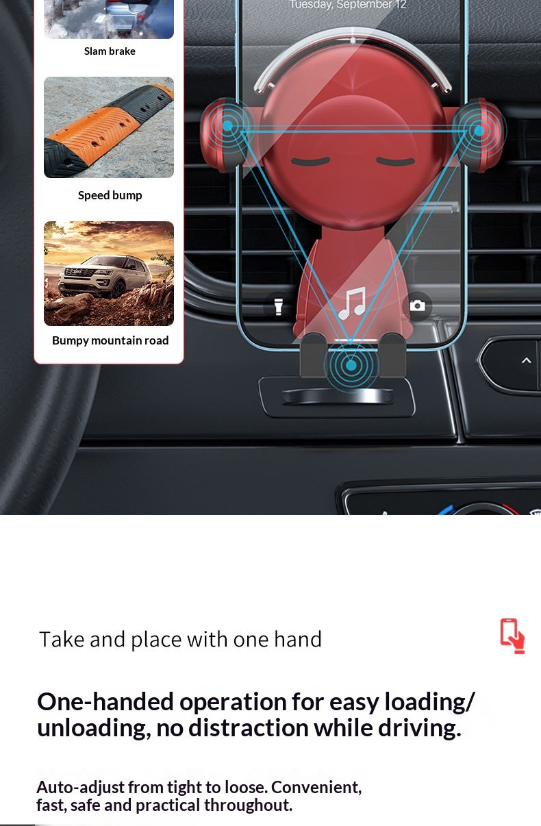 Dropshipping all'ingrosso di accessori creativi Supporto per navigatore a gravità per bocchetta dell'aria Supporto multifunzionale per telefono da auto_voghion.com