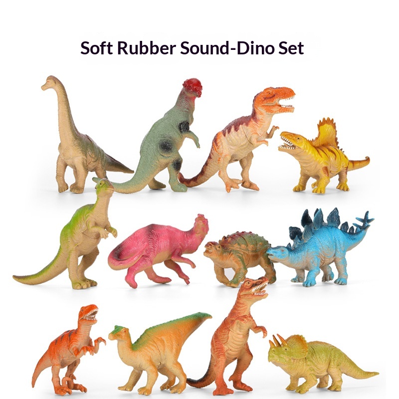 New Simulation BB Squeaky Children's Educational Model Toy Soft Plastic Sound Dinosaur Multiple Options Available_voghion.com