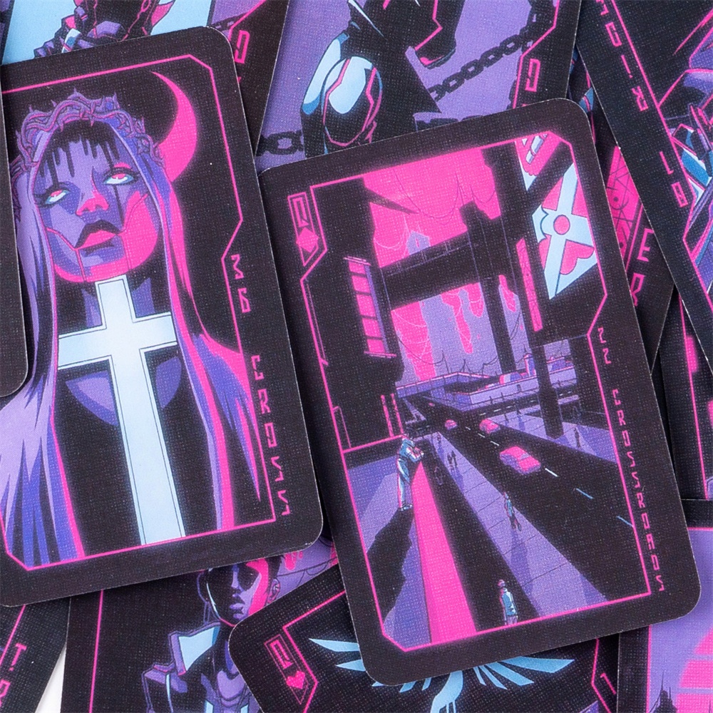 Cool Cyberpunk Neon Moon Lenormand Self-Owned Intellectual Property_voghion.com